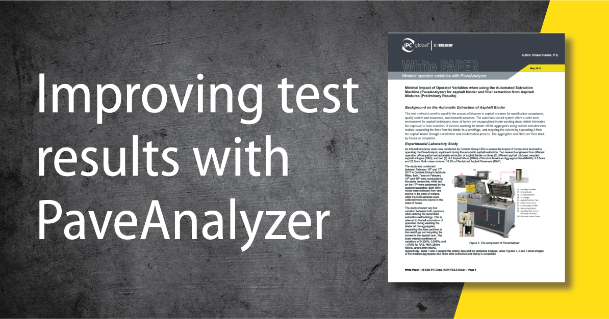 IPC Global releases two white papers on automatic solvent extraction with PAVELAB50 PaveAnalyzer